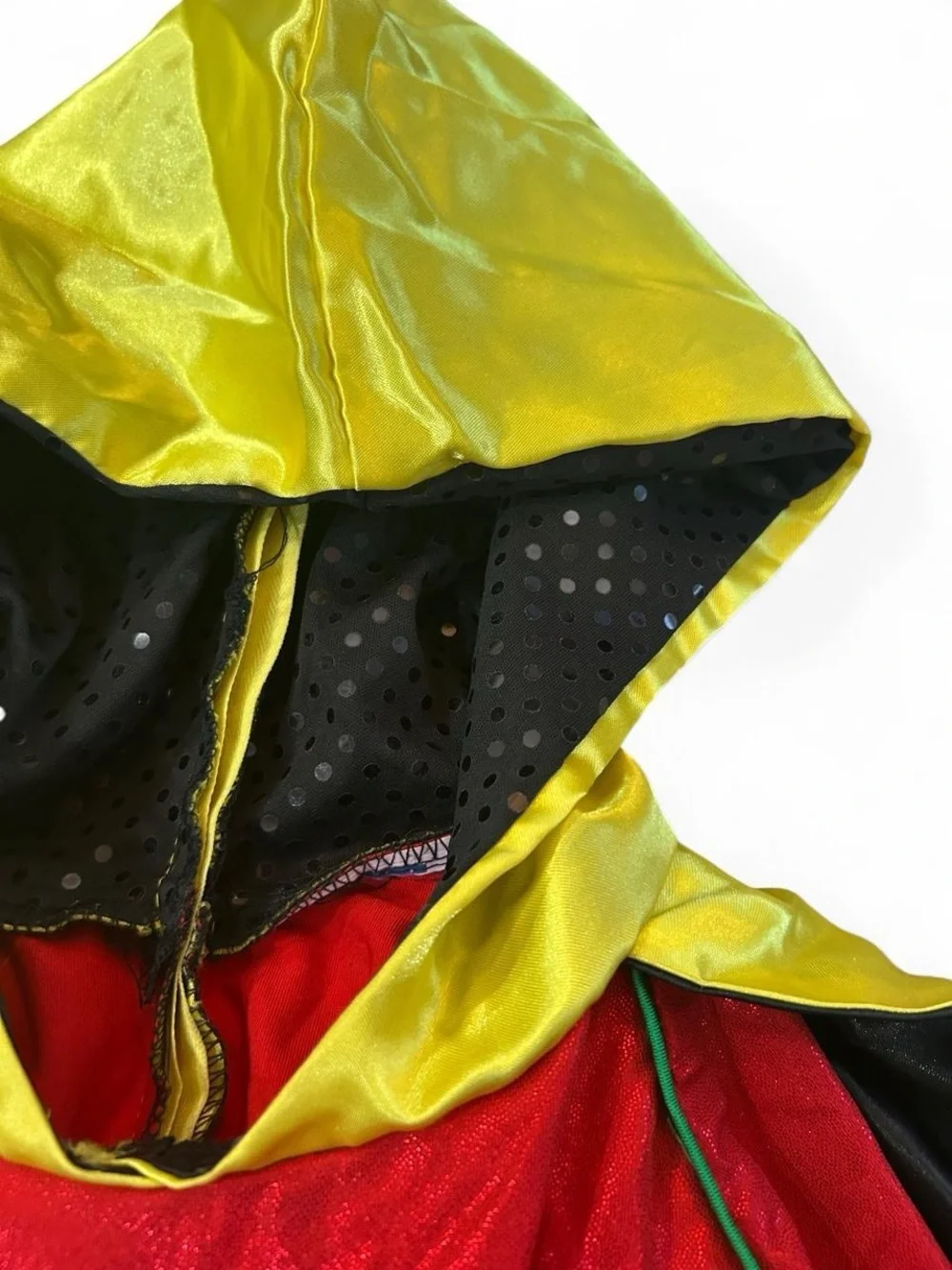 Robin costume for girls size 8-10. Red, black, and yellow with a green skirt.